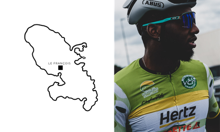 Carte de la Martinique avec photo de Melvin avec maillot martinique
